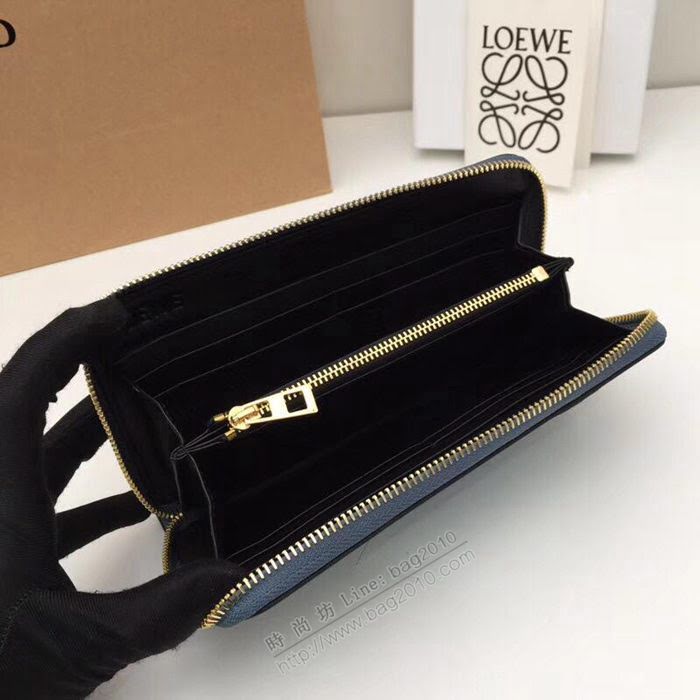 LOEWE錢包 122N89 頭層皮幾何錢包 羅意威原單長錢包  sl2052